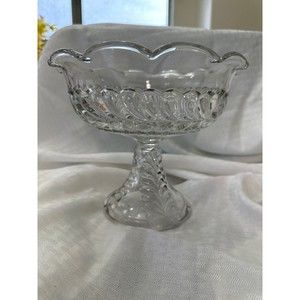 Adams glass Plume pattern open compote scalloped edge FREE SHIP